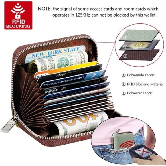 Credit Card Wallet, Zipper Card Cases RFID Blocking, Wallet, Compact Size - Picture 5 of 7